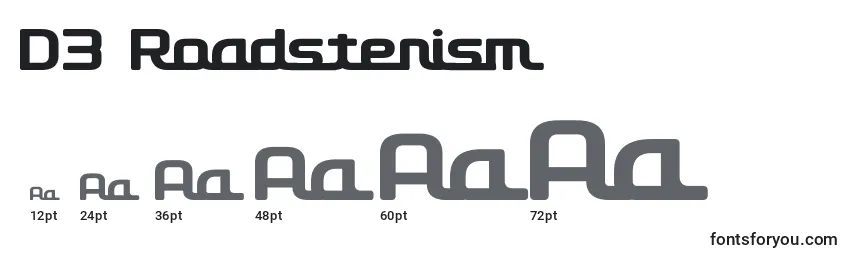 sizes of d3 roadsterism font, d3 roadsterism sizes